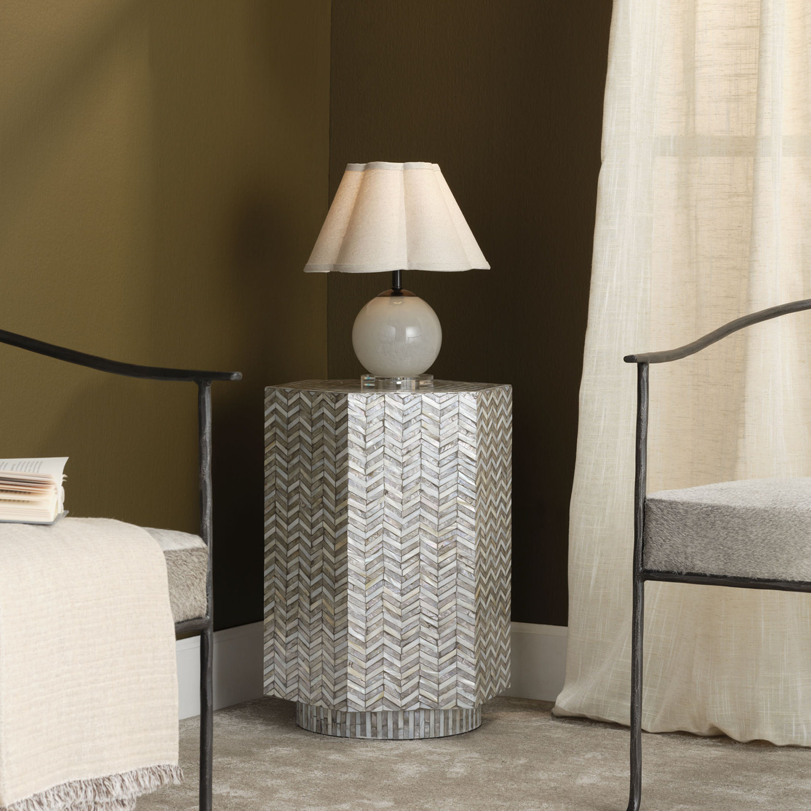 Connor Glass Table Lamp, Taupe