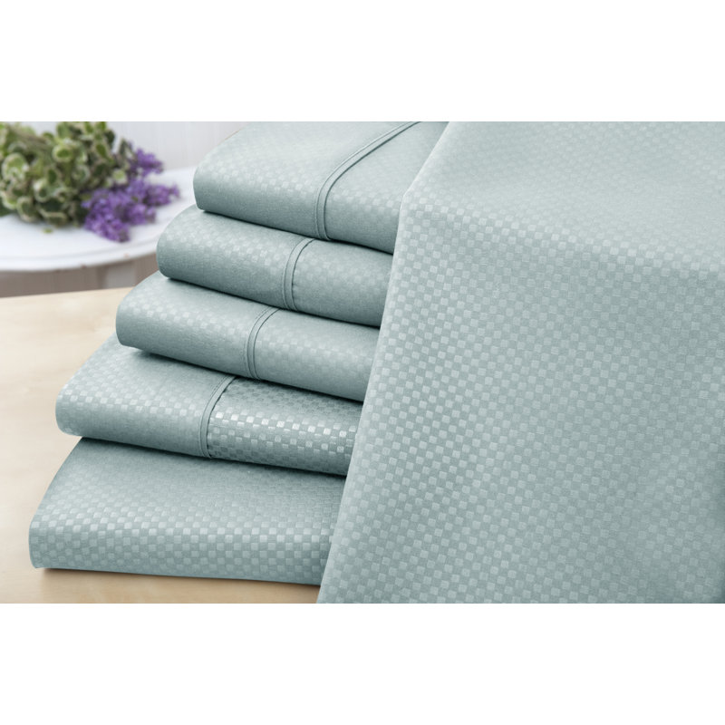 US Army 6 Piece Embossed Check Sheet Set, Ivory, Full Sheet Set + 1 Fitted Sheet + 4 Pillowcases