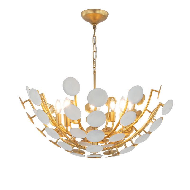 Abbey 8 - Light Chandelier, Soft Gold/White