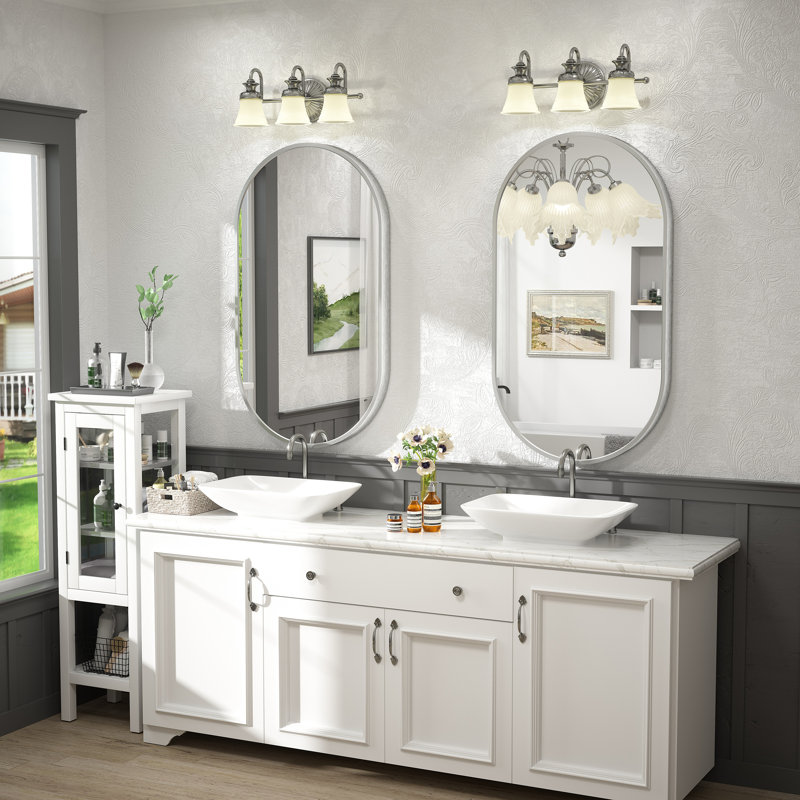 Miroir mural Amara, 36 po x 20 po, Argent brossé