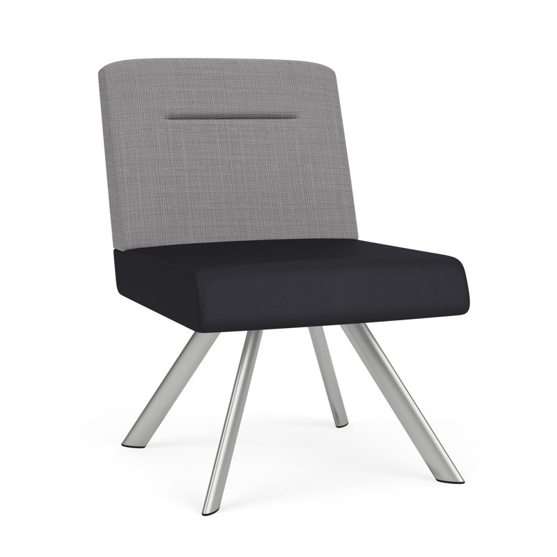 Fauteuil d'invité Willow, Argent argent, Gris Chambray / noir Patriot Plus