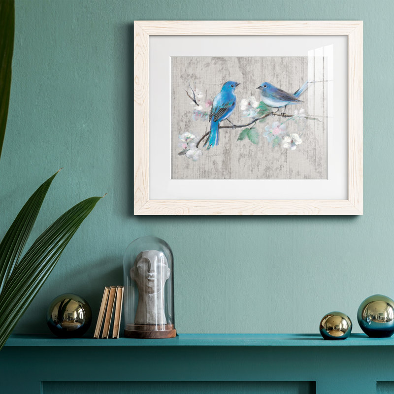 Chant du printemps II - peinture encadrée, Papier avec cadre blanc, H 24 po x l 18 po x P 1,5 po