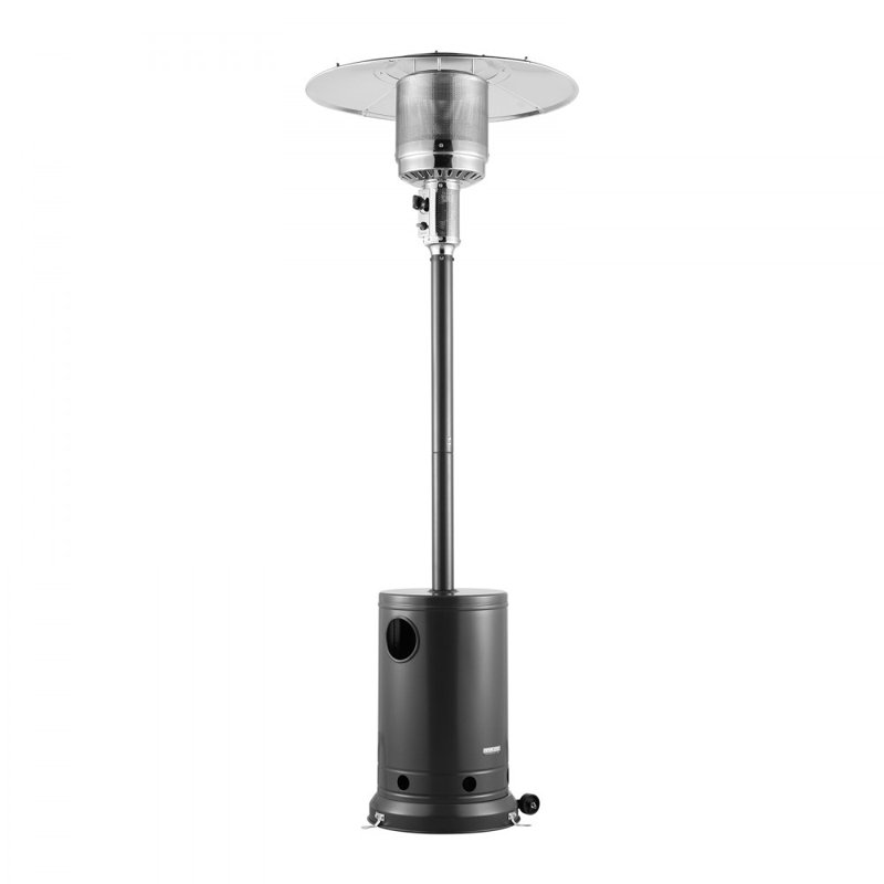 Chauffe-terrasse au propane 50000BTU haut martelé avec roues pour l'extérieur, Argent argent