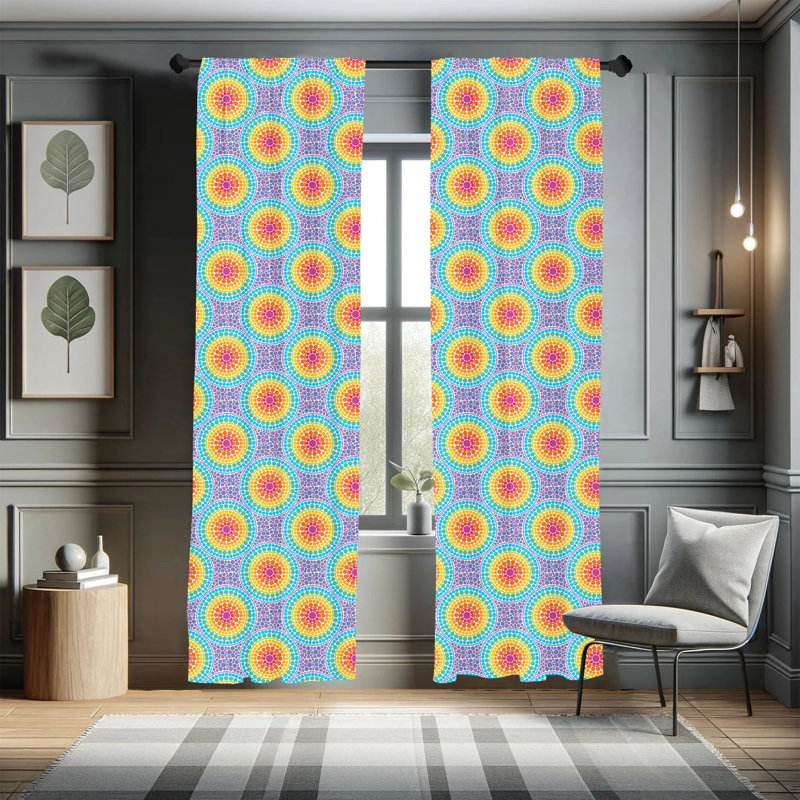 Geometric Semi-Sheer Rod Pocket Curtain Panels, 28" x 63"