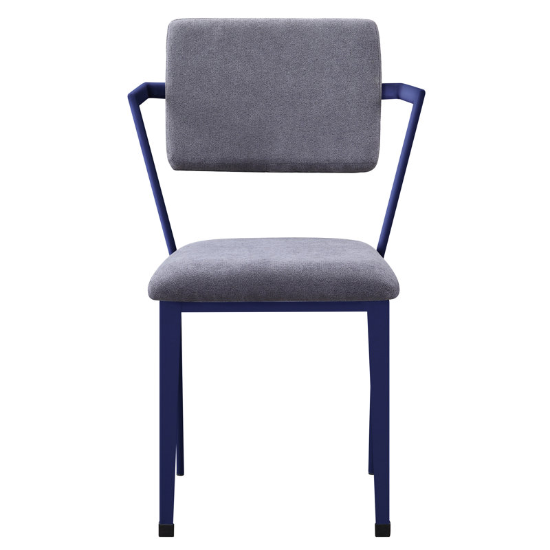 Chaise de bureau polyvalente en gris et bleu avec rembourrage stable en métal et matériaux ouverts modernes