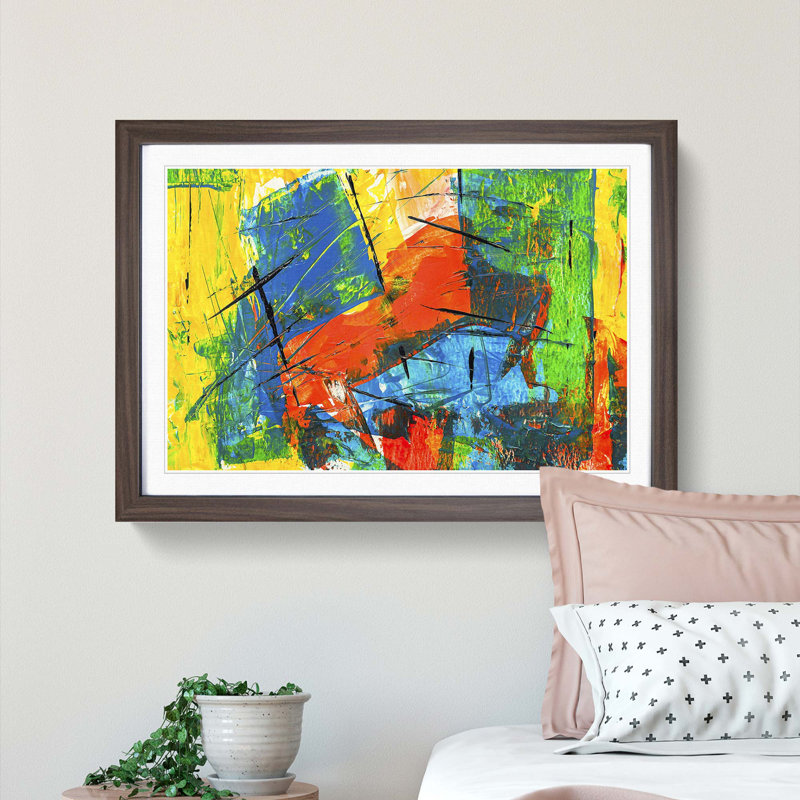 Abstract Art Painting Vol.185 by S.Johnson - Picture Frame Painting Print, 62cm H x 87cm W x 2cm D, Walnut Framed