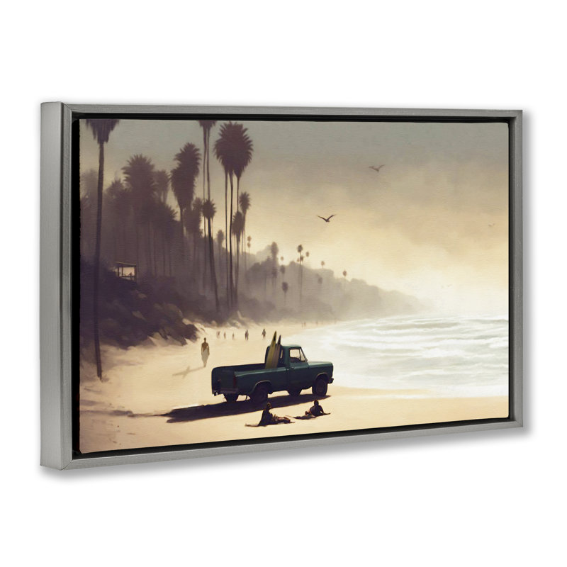  Toile flottante encadrée «Dreamy Beach Tropical View» par Noah Bay, H 17 po x l 25 po, Cadre flottant gris lustré