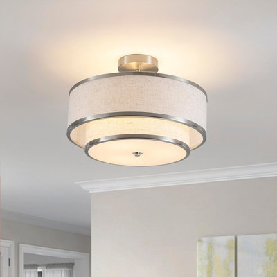 15.7 in. Modern Round Brushed Nickel Semi-Flush Mount for Kitchen, Living room, or Bedroom, No bulb(s) included