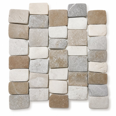CNK Mix White, Java Tan & Grey Pebble Tile Wall Strip mulicolor