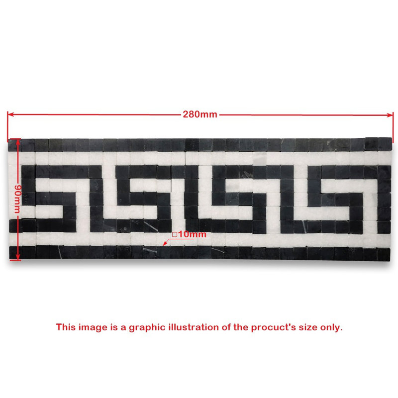 6" x 18" Marble Mosaic Wall & Floor Tile, White/Brown