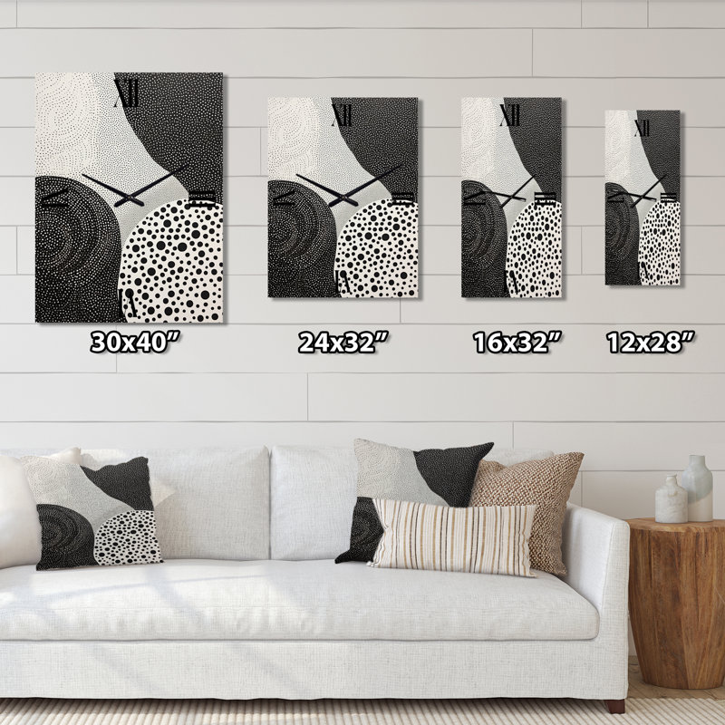 Grey Abstract Corals I - Coastal Coral Wall Clock Oversized, Large