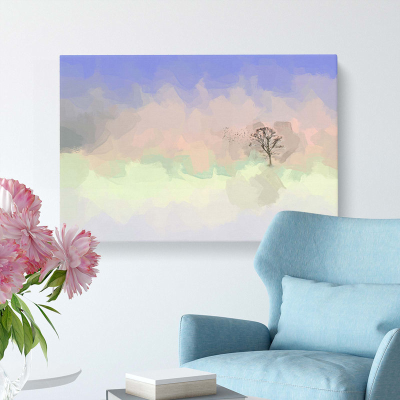 Flock Of Birds Leaving The Tree In Abstract - Wrapped Canvas Painting, 40cm H x 60cm W x 3cm D