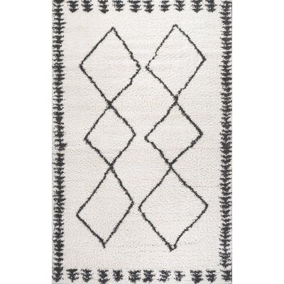 Schlenker Moroccan Diamond Shag White/Gray Rug