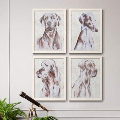 «Sitting Dog I», toile encadrée de qualité supérieure - prête à être accrochée