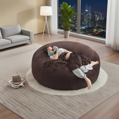 Fauteuil à billes géant en mousse à mémoire de forme de 6 pieds, chaise longue pour adulte, spacieux - convient à n'importe quelle pièce, parfait pour les soirées cinéma et la lecture