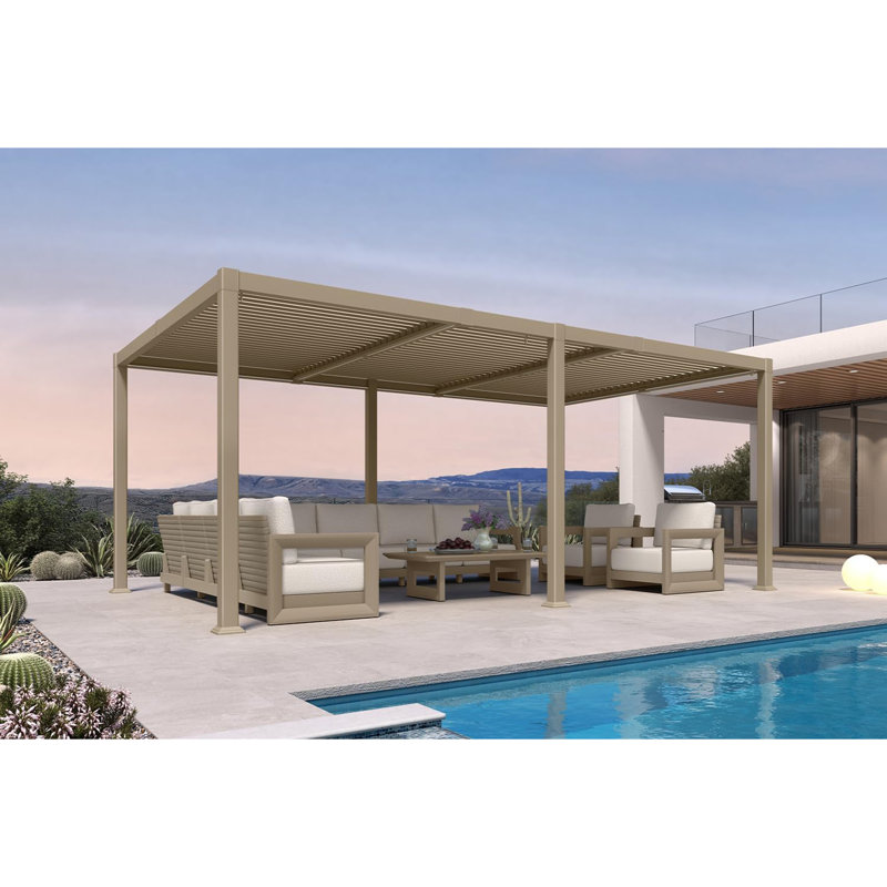 PURPLE LEAF 11x18 ft Louvered Pergola with LED Strip Lights, Aluminum Outdoor Pergola with Independent