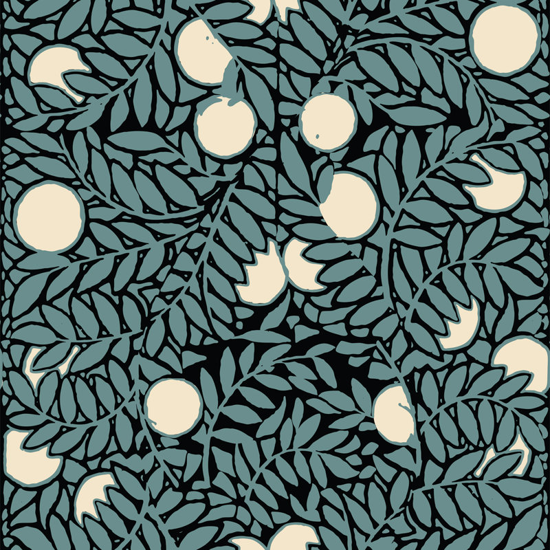 Signature Orange Grove 10' L x 24" W Wallpaper Roll, Blue Cream, Premium Paper