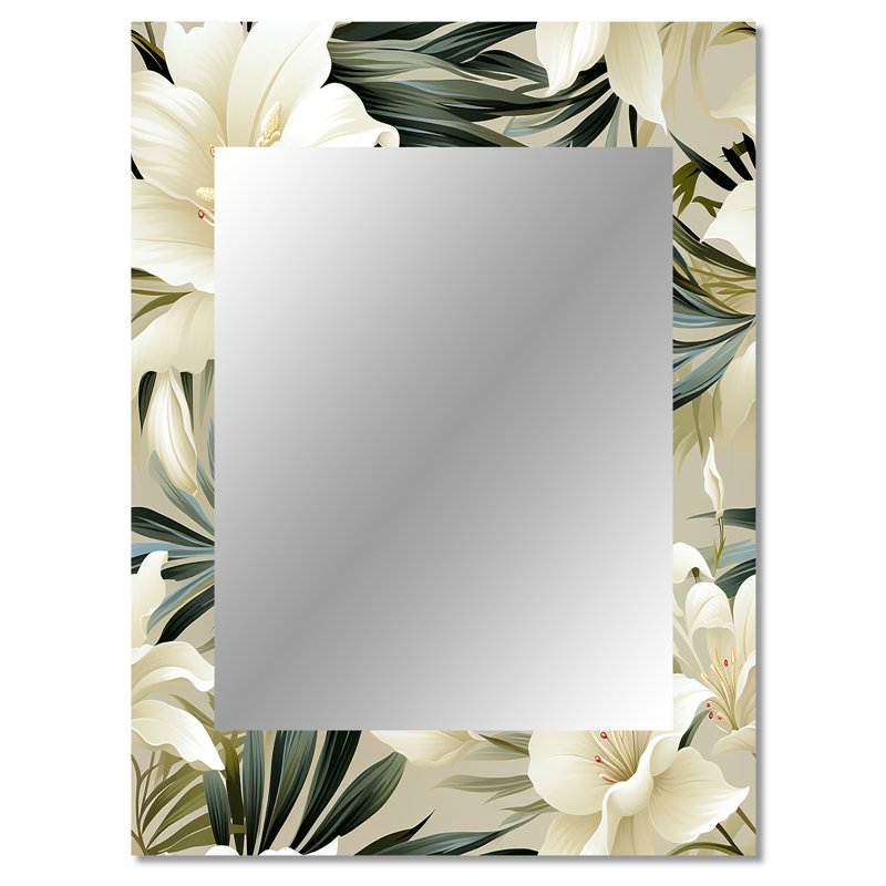 Shontell Neutre Oasis Ii motif tropical - miroir mural décoratif tropical, botanique, grand miroir floral, art imprimé en métal
