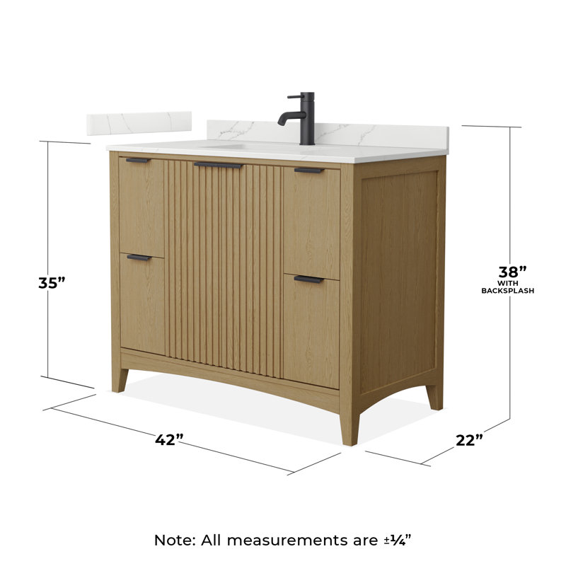 Palmilla 30" Freestanding Single Bathroom Vanity with Quartz Top, Brown / Matte Black, 42", Giotto Quartz