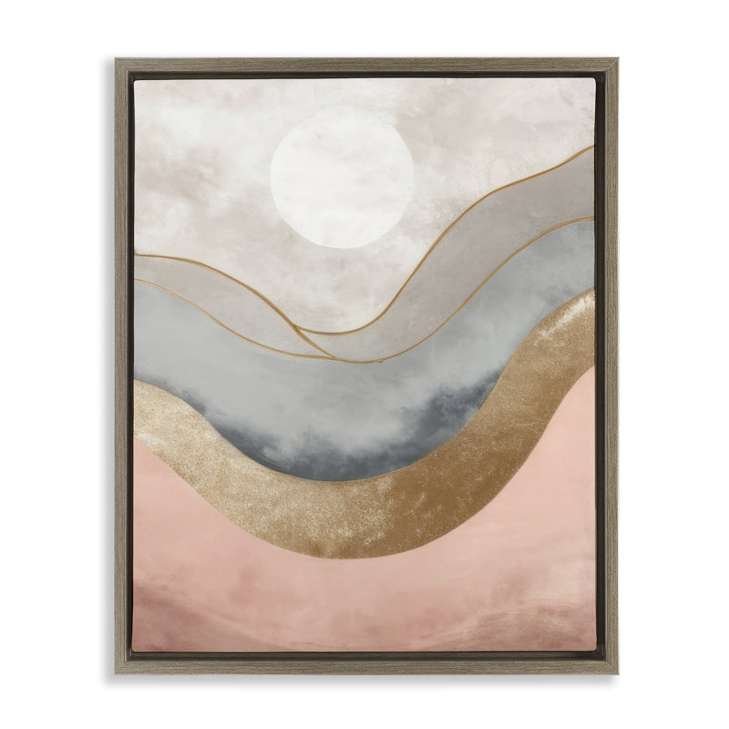 «Lunar Curves Landscape Floater Canvas» par Denise Dundon, Cadre flottant orme Montalcino, H 31 po x l 25 po x P 1,7 po