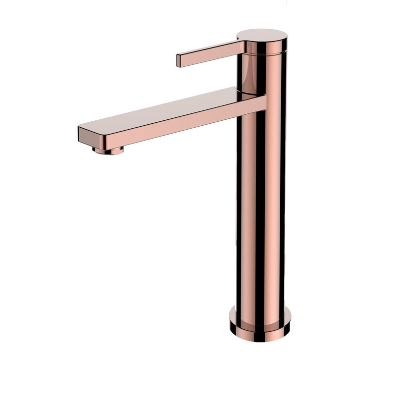 Robinet pour salle de bain à poignée simple, Or rose