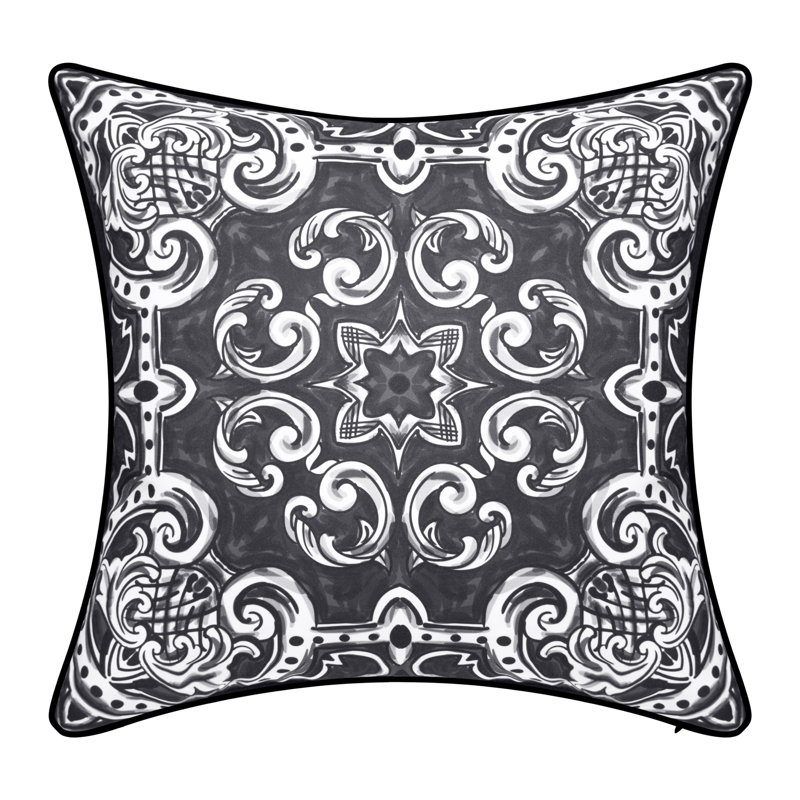 Indoor & Outdoor Alhambra Decorative Pillow, Black