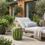 Tabouret décoratif de jardin melon d'eau pour patio intérieur ou extérieur - Tabouret d'appoint rond en résine pour la maison, le salon et la cour - 17 po