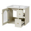 Ensemble de meuble-lavabo mural 24 po pour petit espace, armoire de salle de bain avec lavabo en céramique, 2 tiroirs et 1 porte à fermeture en douceur-937448419