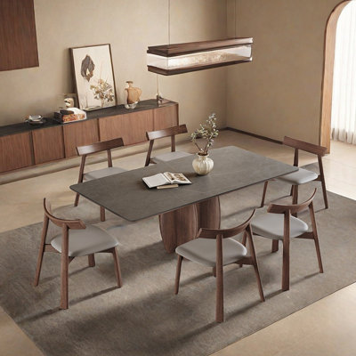 Minimal gray dining table set