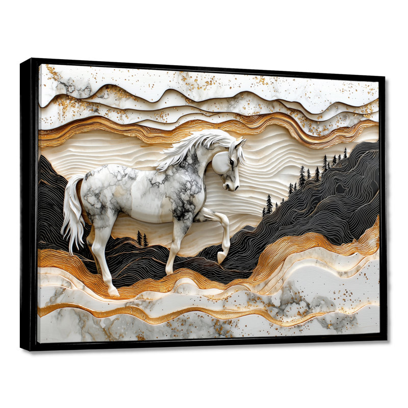 Marjanas - Animals Wall Art, H 16 po x l 32 po, Cadre flottant imprimé sans passe-partout, Noir
