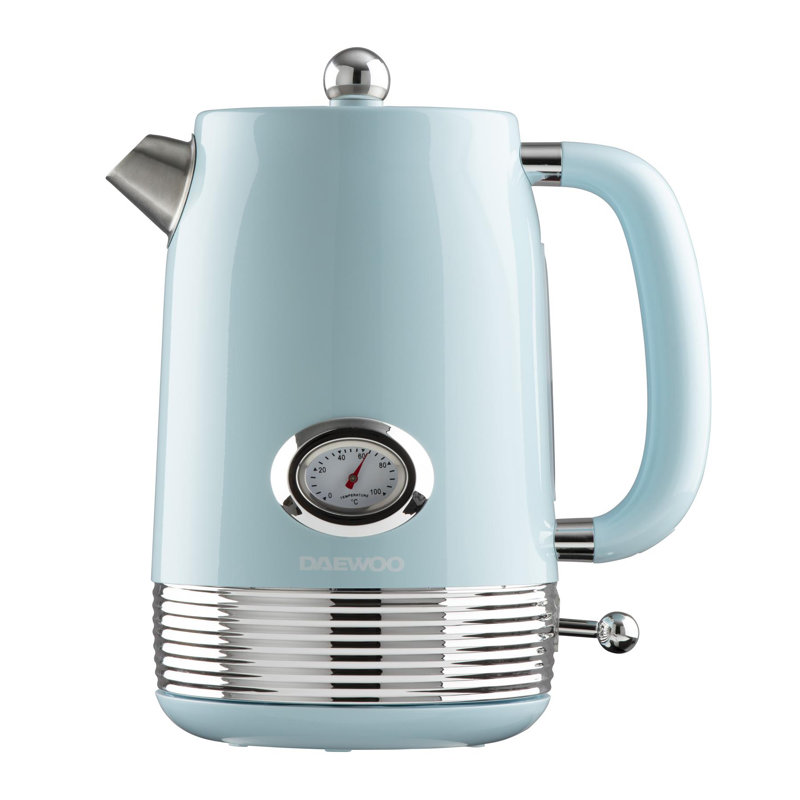 Daewoo Denver Collection 1.5L Retro Kettle 6-Cups-in-1-Boil Jug Temperature Gauge, Sky Blue