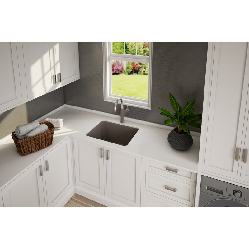 Liven SILGRANIT 25" L x 22" W Drop-In/Undermount Laundry Sink, Café Brown