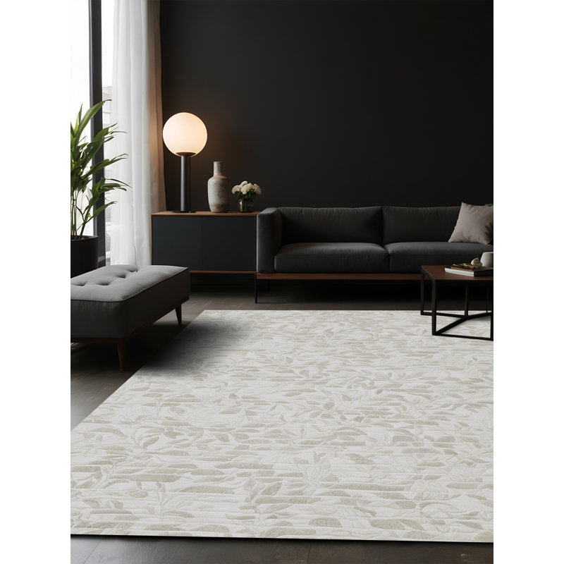 Tapis gris soyeux et moelleux, Carré 3 pi