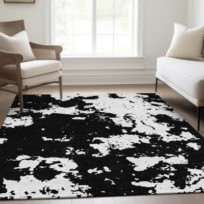 Tapis noir Prisco lavable à la machine de qualité supérieure