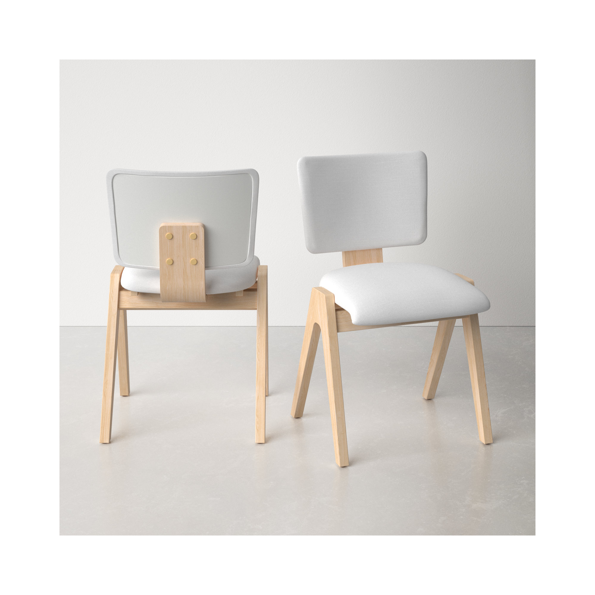 Ozzy Wood Dining Chair, Light Brown/White