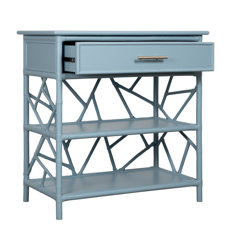 End Table with Storage, Pool Blue
