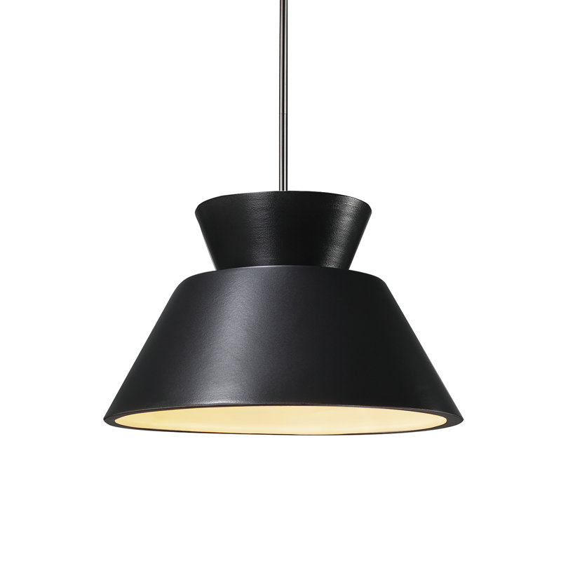 Suspension trapézoïdale - tige rigide, Nickel brossé, Incandescente (non incluse), Noir mat carbone