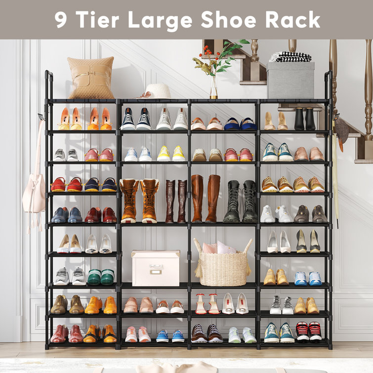 10 Tiers Shoe Rack Large Shoes Rack Organizer 9 Plaid for 27 Pairs