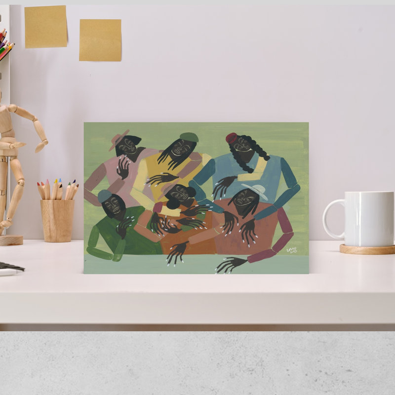 Art mural coloré contemporain Gossip, H 12 po x l 18 po