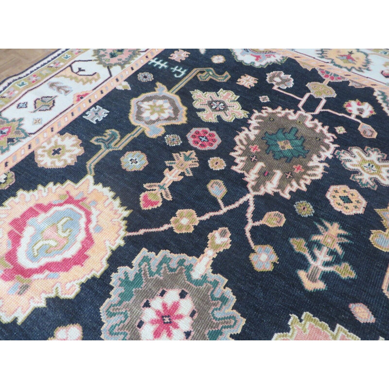 Tapis oriental noir noué à la main 9 pi 7 po x 13 pi 9 po G15295