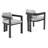 Patio Outdoor Aluminum Dining Chair, Set Of 2, Black Finish With Grey Cushion-81713999