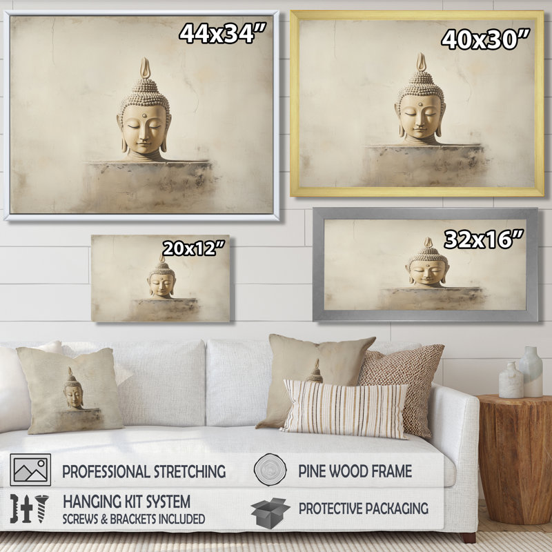 Bouddha minimaliste, tradition mystique du Bouddha I - impression murale, H 34 po x l 44 po, Toile tendue, Ne s’applique pas