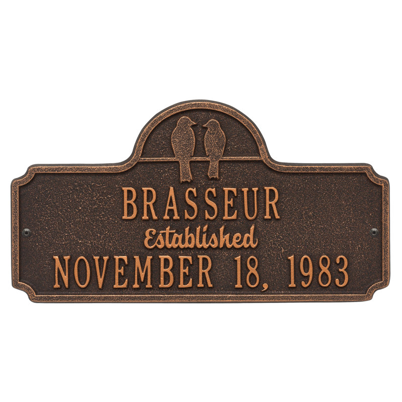 Plaque d'adresse murale sur 3 lignes, Bronze huilé, Oui