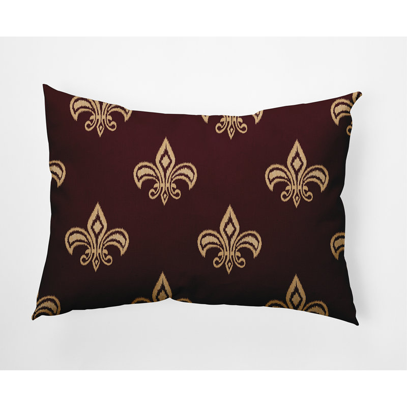 Coussin décoratif intérieur / extérieur Fleur De Lis, 14 po x 20 po, Pomme grenade