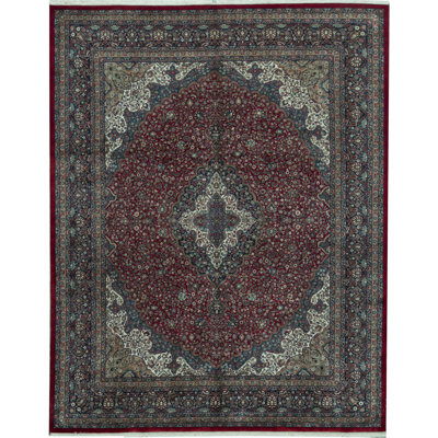Tapis rouge et bleu noué à la main de haute qualité