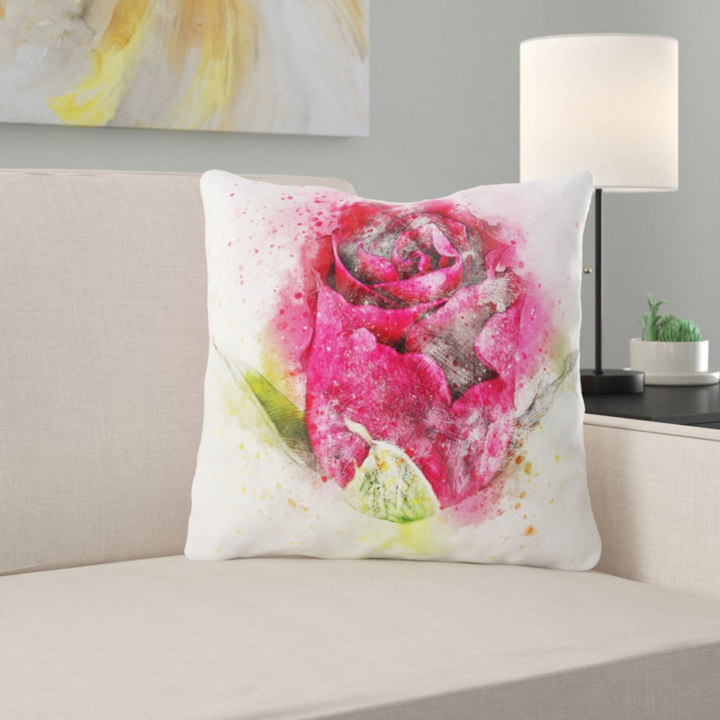 Coussin décoratif fleur Rubie, Microsuède, Intérieur