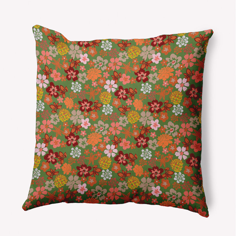Floral Reversible Throw Pillow, 26" x 26", Scallion