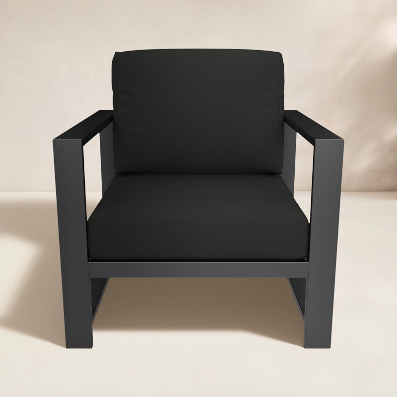 Dulcie Metal Outdoor Armchair with Sunbrella® Cushions, Canvas Black Sunbrella®