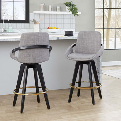 Contemporary Swivel Bar Stool Set with Stylish Upholstery
