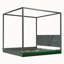 Lit plateforme à baldaquin en bois YDT | Lattes de soutien, aucun sommier requis, blanc-1656684555